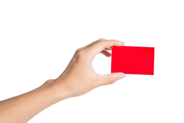 Kırmızı kart tutan — Stok fotoğraf