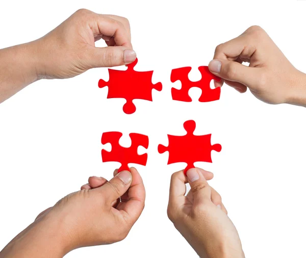 Hände und Puzzle — Stockfoto