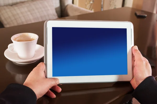 Closeup of hand and tablets — Stock Photo, Image