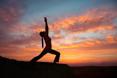 Açık sunrise yoga-kız
