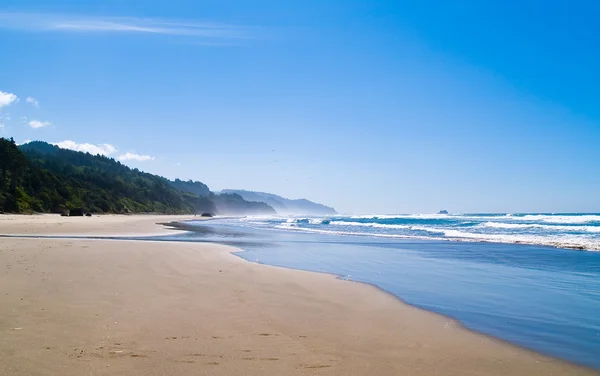 Vlny oceánu na pobřeží na jasný, slunečný den — Stock fotografie