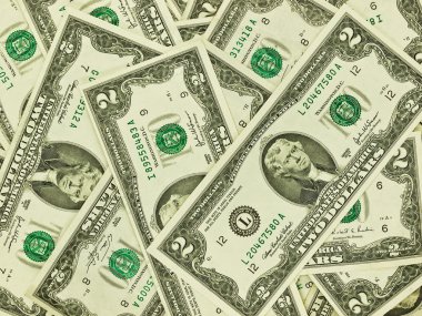 İki dolar faturaları bir yığın para arka plan olarak