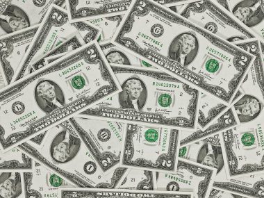 İki dolar faturaları bir yığın para arka plan olarak