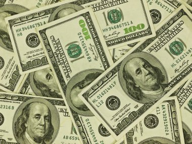 yüz dolar faturaları bir yığın para arka plan olarak