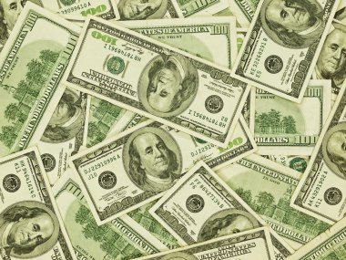 yüz dolar faturaları bir yığın para arka plan olarak