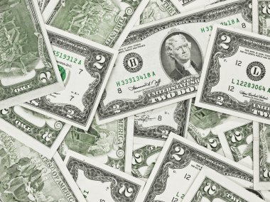 İki dolar faturaları bir yığın para arka plan olarak