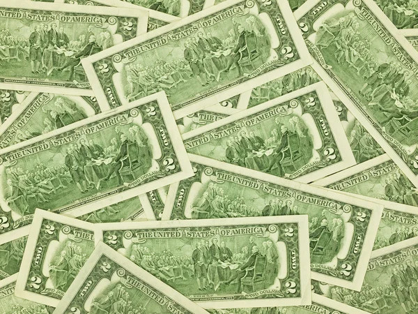 A Pile of Two Dollar Bills as a Money Background — Stock Photo, Image