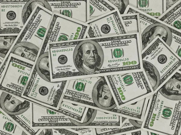 Uma pilha de notas de cem dólares como fundo de dinheiro — Fotografia de Stock