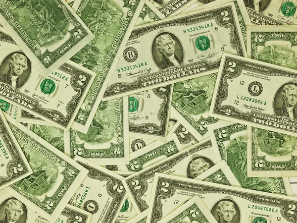Egy halom két dollár számlák, mint a pénz háttér — Stock Fotó