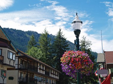 Flowers Adorning the Streets of Leavenworth WA USA clipart