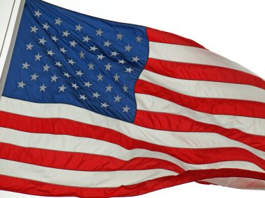 Amerikan bayrağını gururla rüzgarda uçan