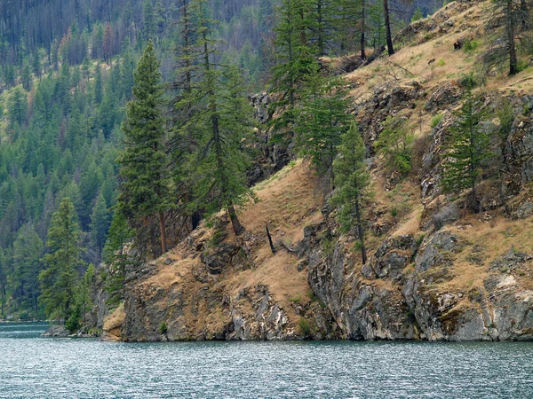 Montañas con vistas al lago Chelan en el estado de Washington, Estados Unidos — Foto de Stock