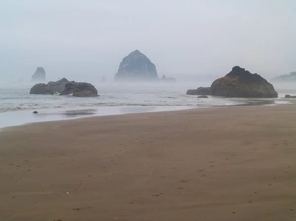 Vågorna kraschar på en stenig strand — Stockfoto