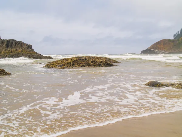 Olas rompiendo en una costa rocosa — Foto de Stock