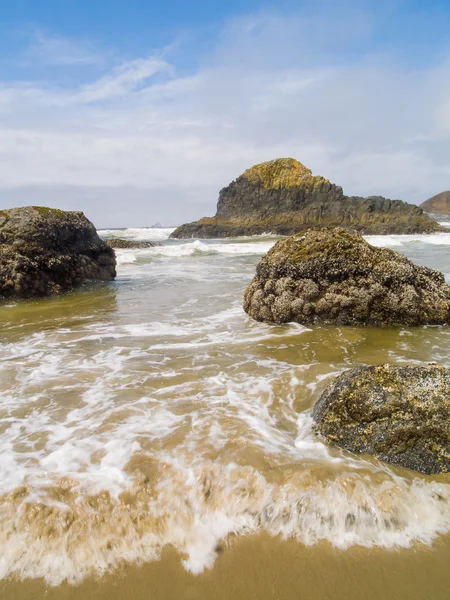 Vagues s'écrasant sur un rivage rocheux — Photo