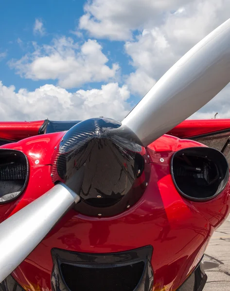 Detalhe de uma hélice de aeronave — Fotografia de Stock