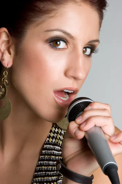 Girl Singing Karaoke — Stock Photo, Image