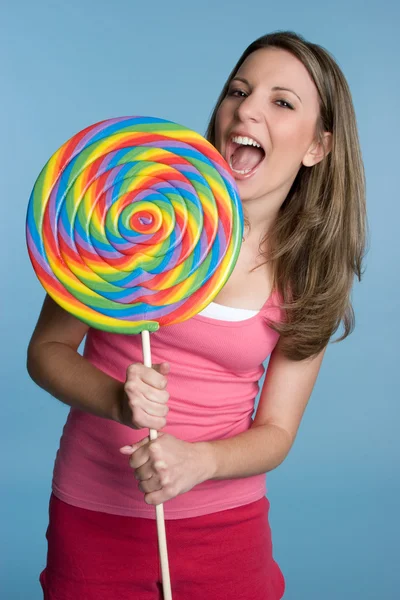 Giant Lollipop Girl — Stock Photo, Image