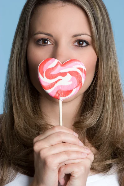 Valentine Lollipop Girl Stock Photo