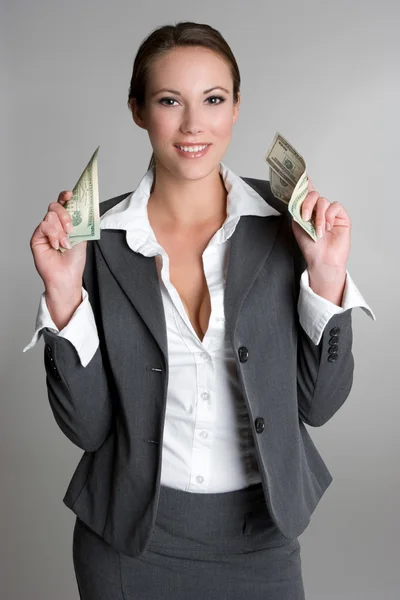 Бізнес-леді проведення гроші — стокове фото