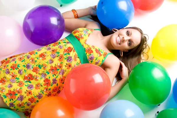 Girl with Balloons — Stock Photo, Image