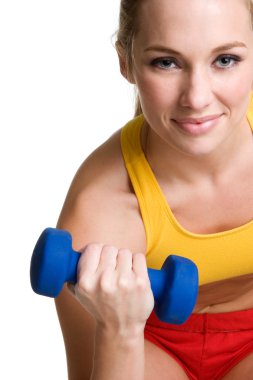 Sportif kadın dumbbell ile egzersiz