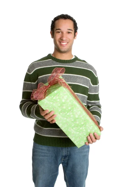 Homem segurando presente — Fotografia de Stock