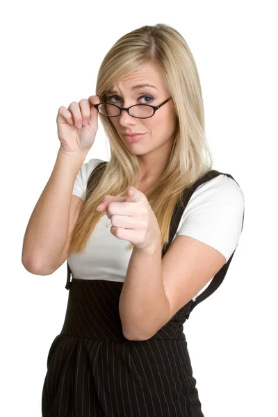 Portrait of businesswoman pointing — Stock Photo, Image