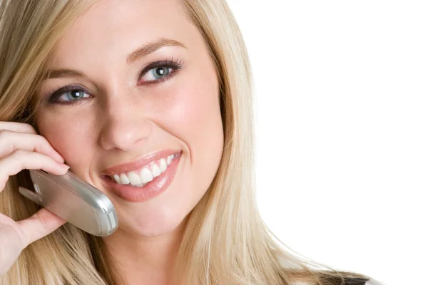 Smiling woman talking on mobile phone — Stock Photo, Image