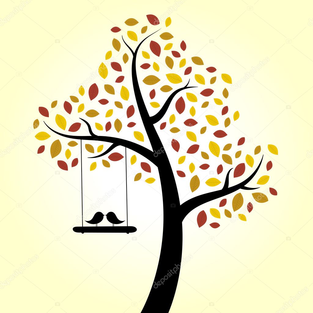 Autumn Love Birds Tree
