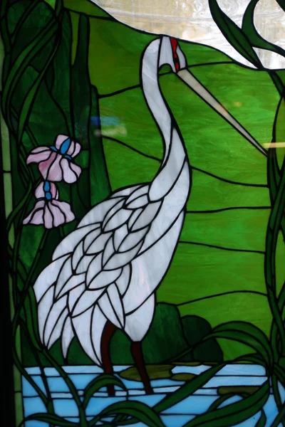 Psammophila crane gebrandschilderd glas Stockfoto