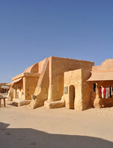 Landschaft und Kulisse für "Star Wars". Wüste Sahara. Tunis. — Stockfoto