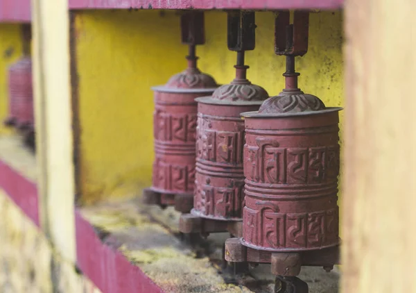 Religious prayer wheels in Nepal.