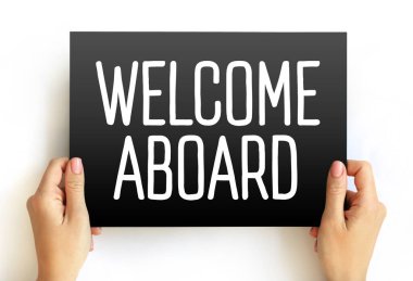 Kart üzerindeki ABOARD metnine hoş geldiniz, kavram arkaplanı