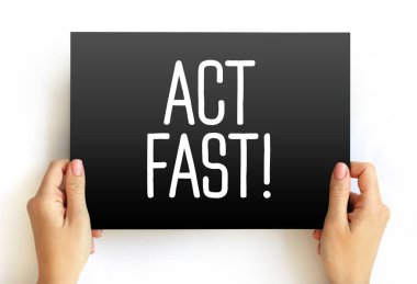 Hızlı davranın! Kartta metin, konsept arkaplan