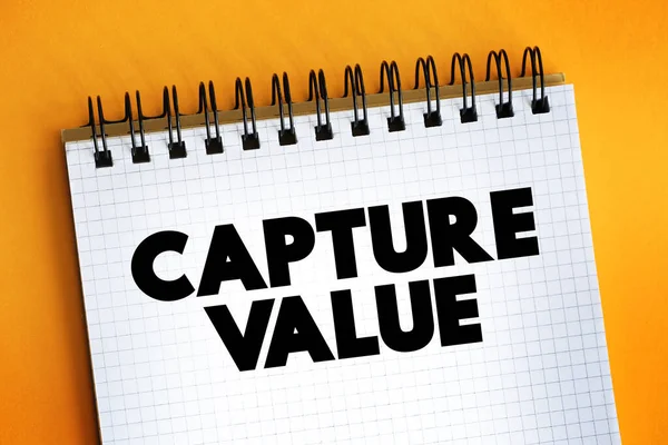 Capture Value Szöveg Jegyzettömbön Koncepció Backgroun — Stock Fotó