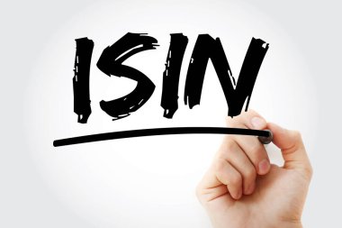ISIN - İşaretleyici, iş konsepti geçmişi ile Uluslararası Güvenlik Kimlik Numarası kısaltması