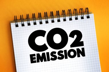 Not defterine CO2 Emisyon metni, konsept backgroun