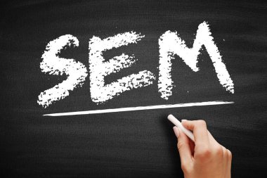 SEM Arama Motoru Pazarlaması - Arama motoru sonuç sayfalarında görünürlüklerini artırarak web sitelerinin tanıtımını içeren İnternet pazarlaması, kara tahta üzerinde kısaltma kavramı