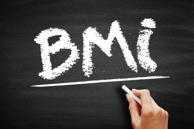 BMI Kütle İndeksi - bir kişinin kütlesi ve yüksekliğinden türetilen değer, tahtadaki kısaltma metin kavramı