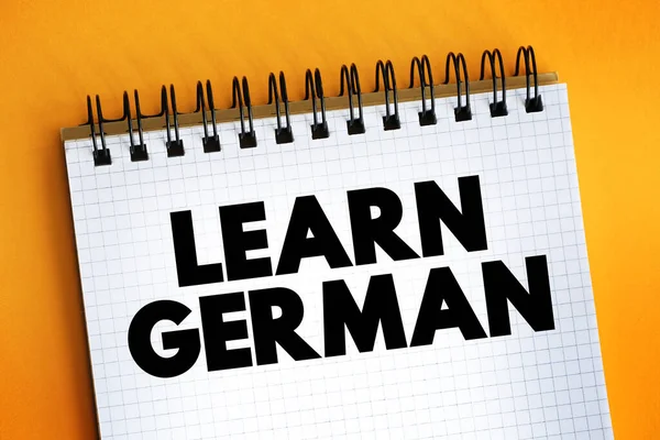 Aprender Texto Alemão Bloco Notas Fundo Conceito — Fotografia de Stock