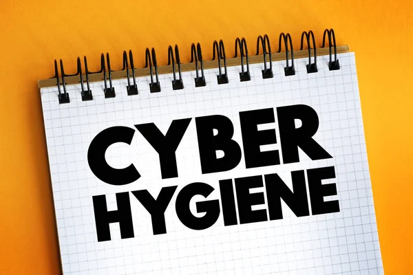 Cyber Hygiene Szöveg Jegyzettömbön Koncepció Háttér — Stock Fotó