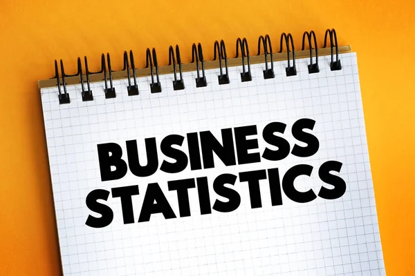 商业统计 来自基本统计的数据分析工具 并应用于商业 记事本上的文字概念 — 图库照片
