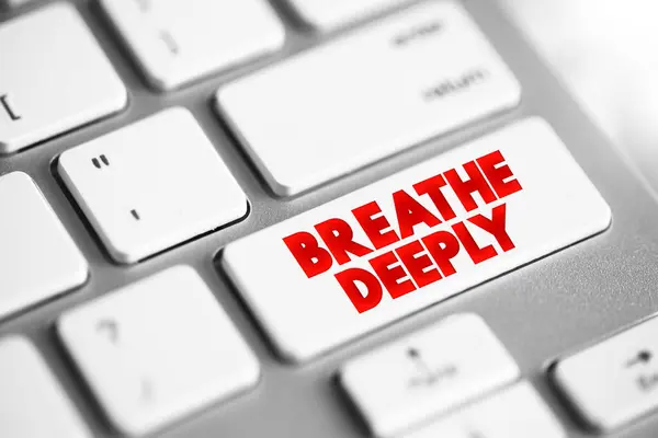 Breathe Deeply Text Button Keyboard Concept Background — Stock Photo, Image