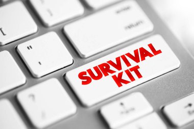 Klavyede Survival Kit metin düğmesi, konsept arkaplan