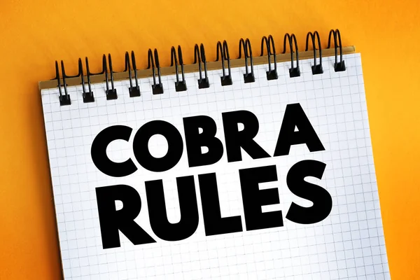 Cobra Rules Text Notepad Concept Background — 图库照片