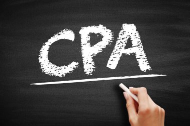 CPA Sertifikalı Kamu Muhasebecisi - lisanslı muhasebe uzmanlarına verilen isim, tahtadaki kısaltma metni