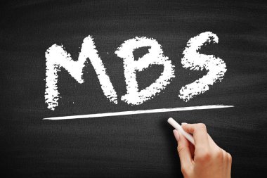 MBS İpoteğe Destek Güvenliği - tahtanın üzerindeki kısaltma metni ev ve diğer gayrimenkul kredileri tarafından güvence altına alındı