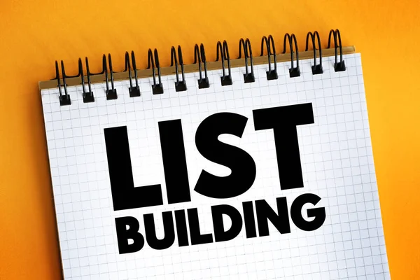 List Building Proces Sběru Mailových Adres Návštěvníků Zákazníků Text Notepadu — Stock fotografie