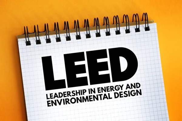 Leed Leadership Energy Environmental Design Acrônimo Texto Bloco Notas Fundo — Fotografia de Stock